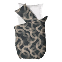 Parure Copripiumino Singolo in Cotone Contemporary - Fantasia Beriel Grigio - Amo La Casa Shop