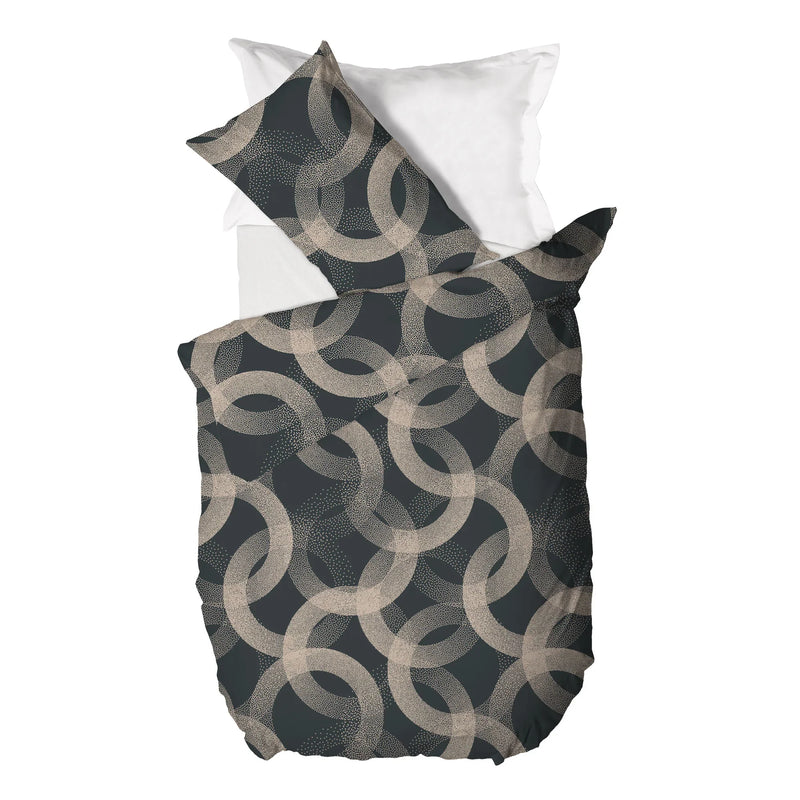Parure Copripiumino Singolo in Cotone Contemporary - Fantasia Beriel Grigio - Amo La Casa Shop
