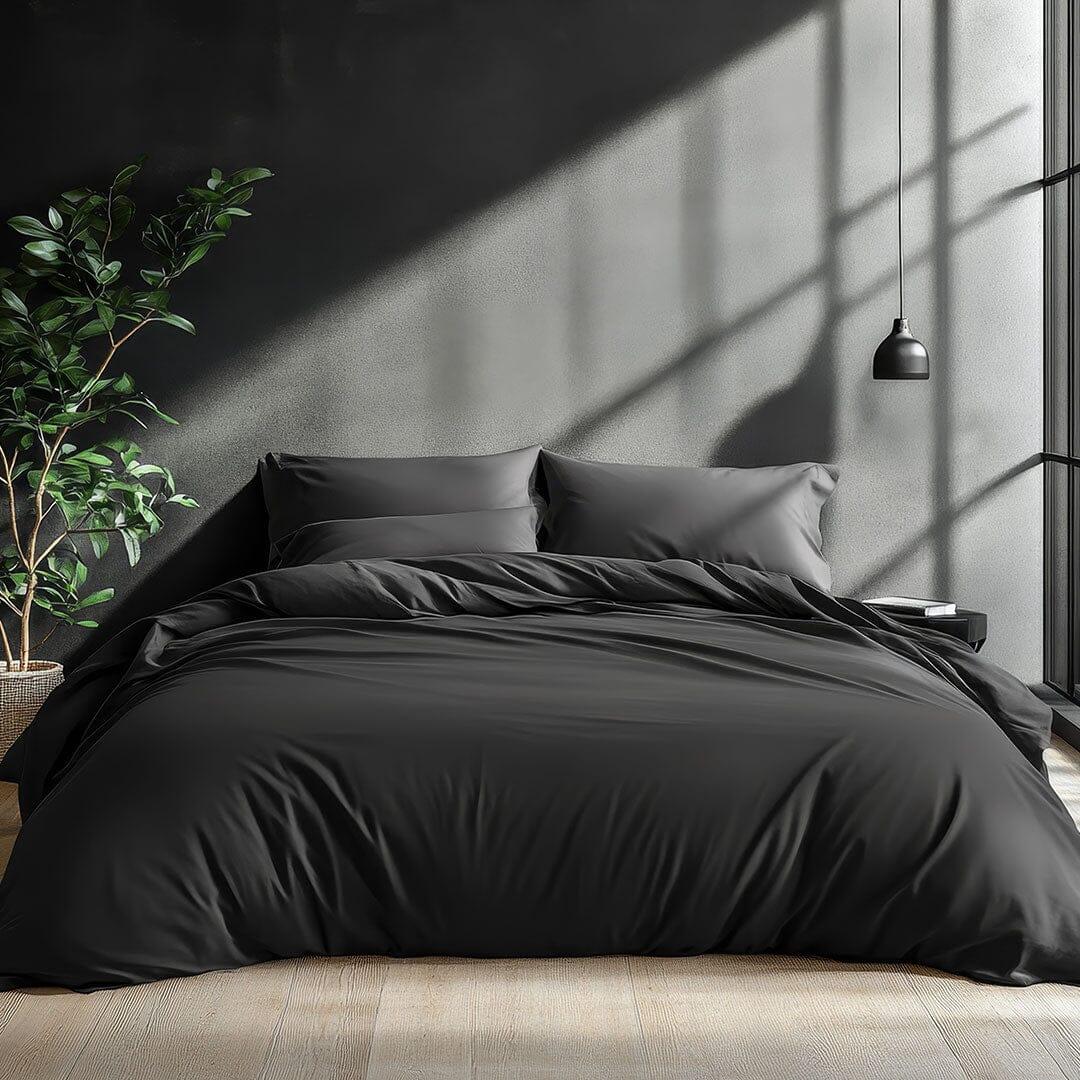 Completo Letto Matrimoniale in Cotone - Tinta Unita Black - Amo La Casa Shop
