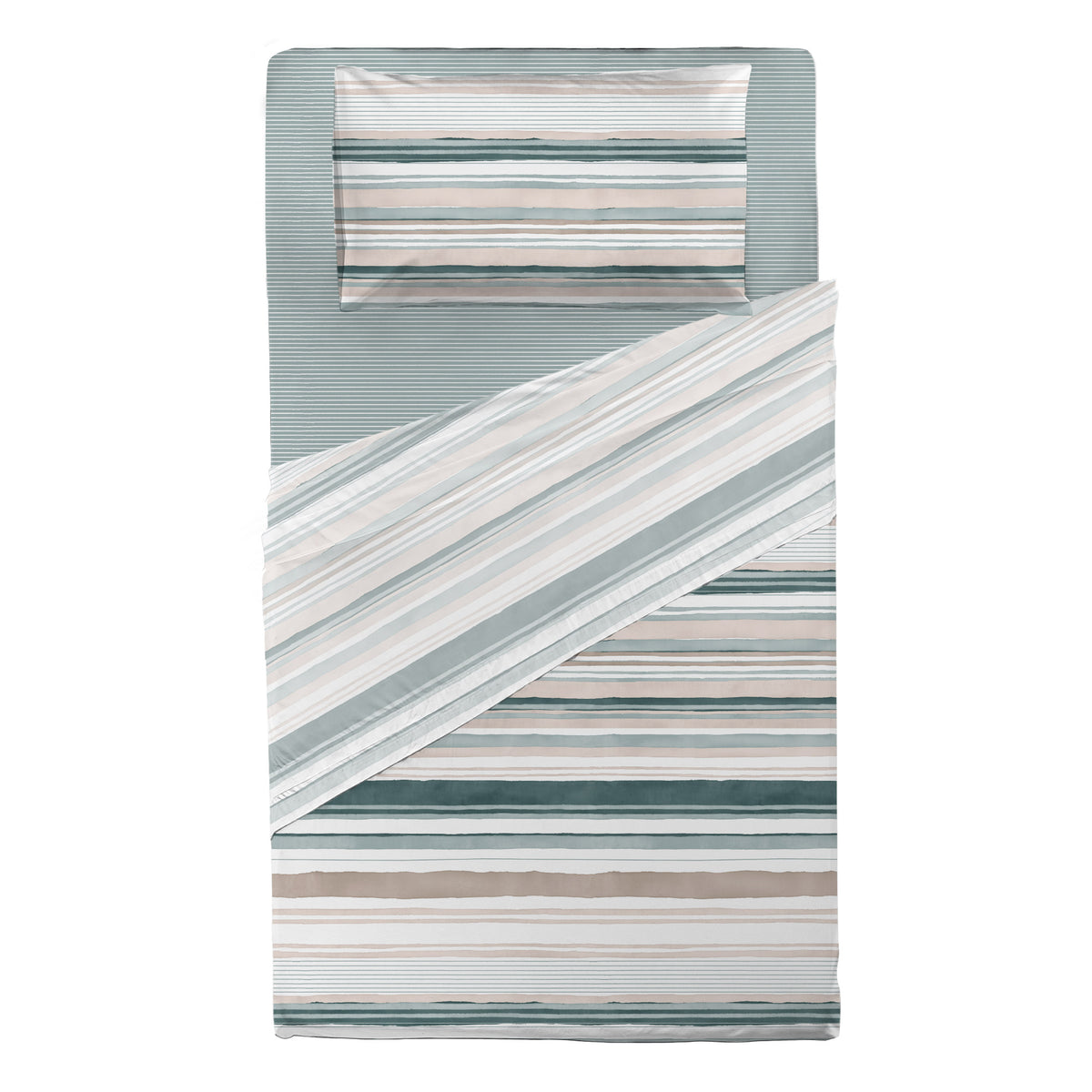 Happidea Completo Letto in Cotone con Stampa Piazza e Mezza Byron Teal