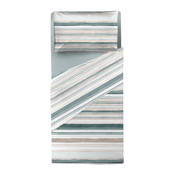 Happidea Completo Letto in Cotone con Stampa Singolo Byron Teal