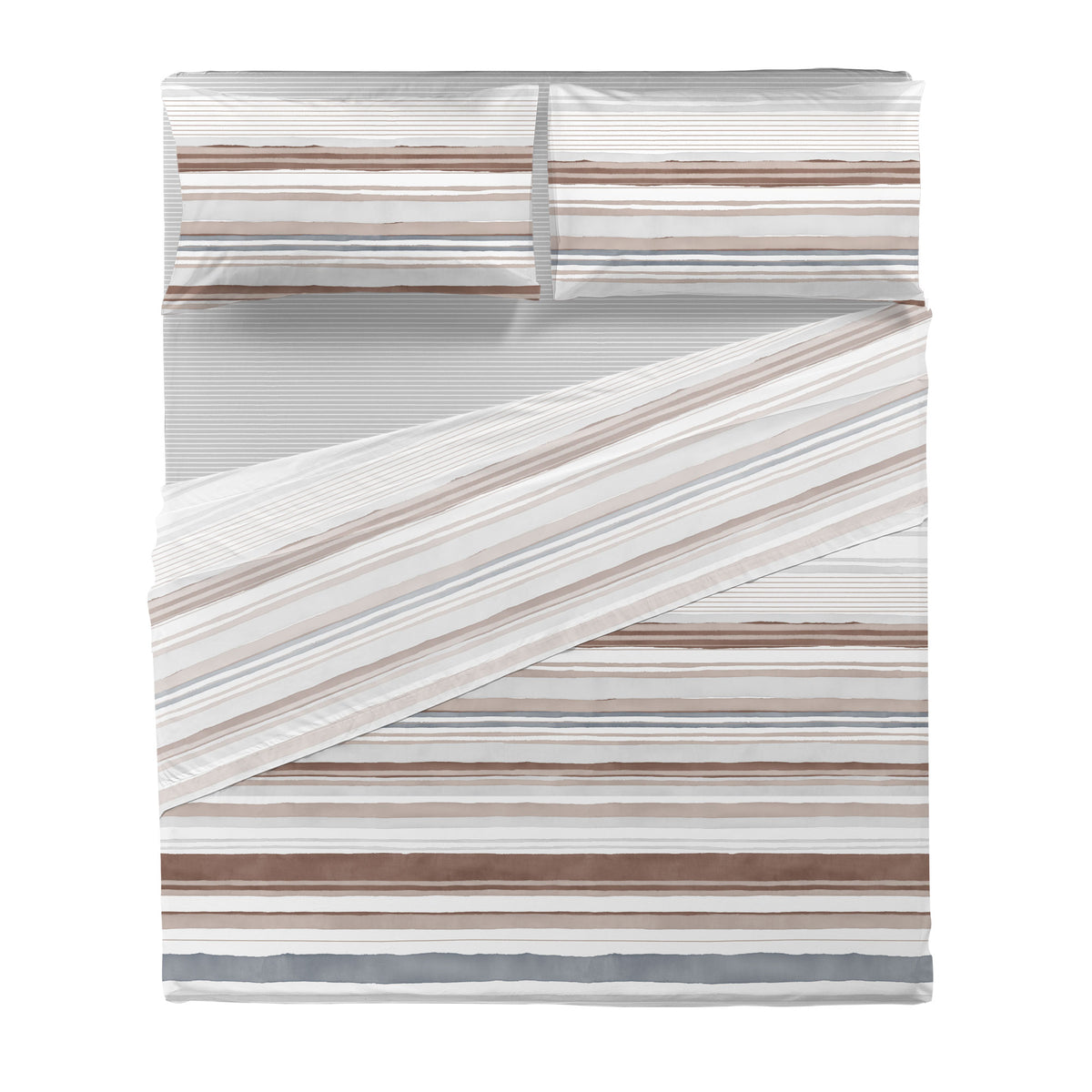 Happidea Completo Letto in Cotone con Stampa Matrimoniale Byron Beige