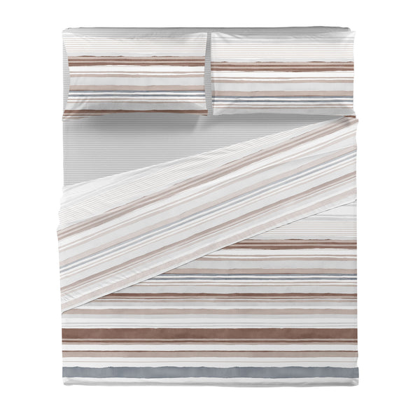 Happidea Completo Letto in Cotone con Stampa Matrimoniale Byron Beige