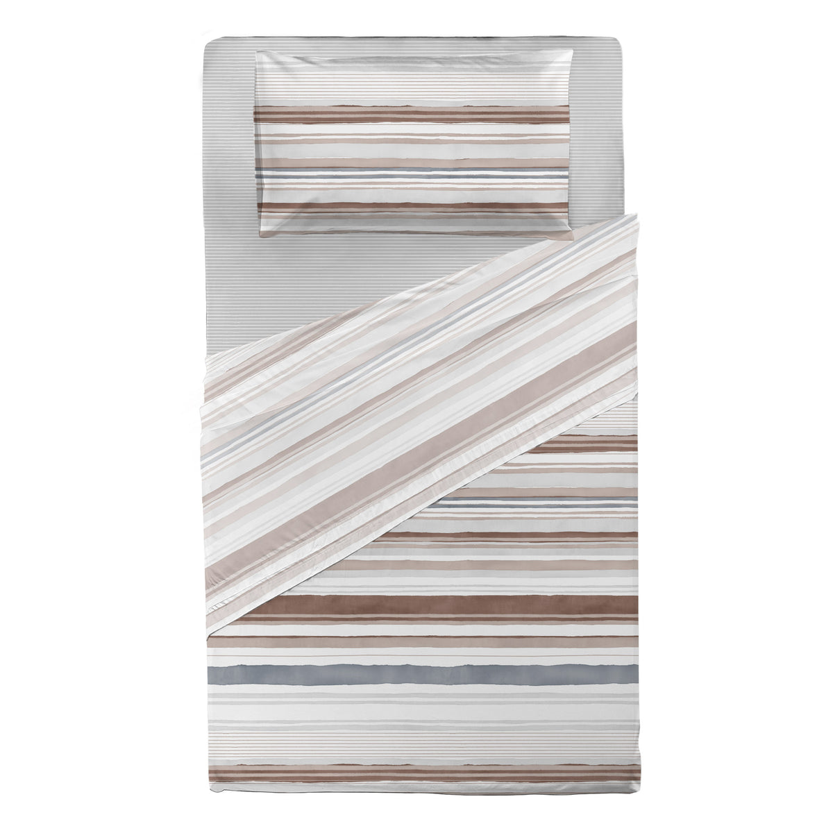 Happidea Completo Letto in Cotone con Stampa Piazza e Mezza Byron Beige