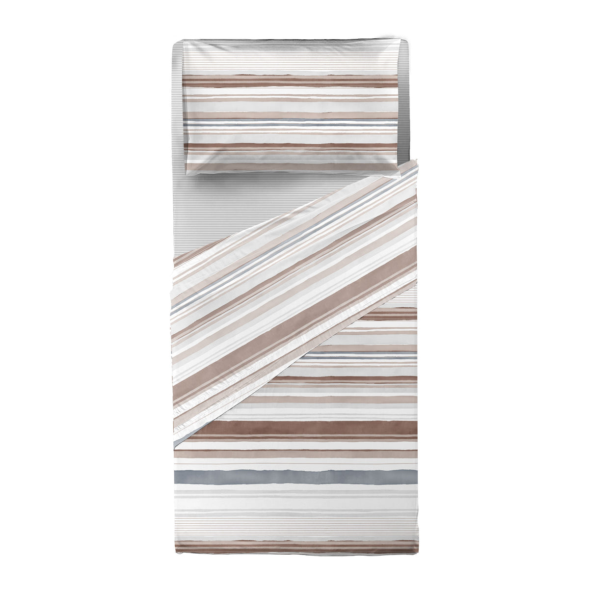 Happidea Completo Letto in Cotone con Stampa Singolo Byron Beige
