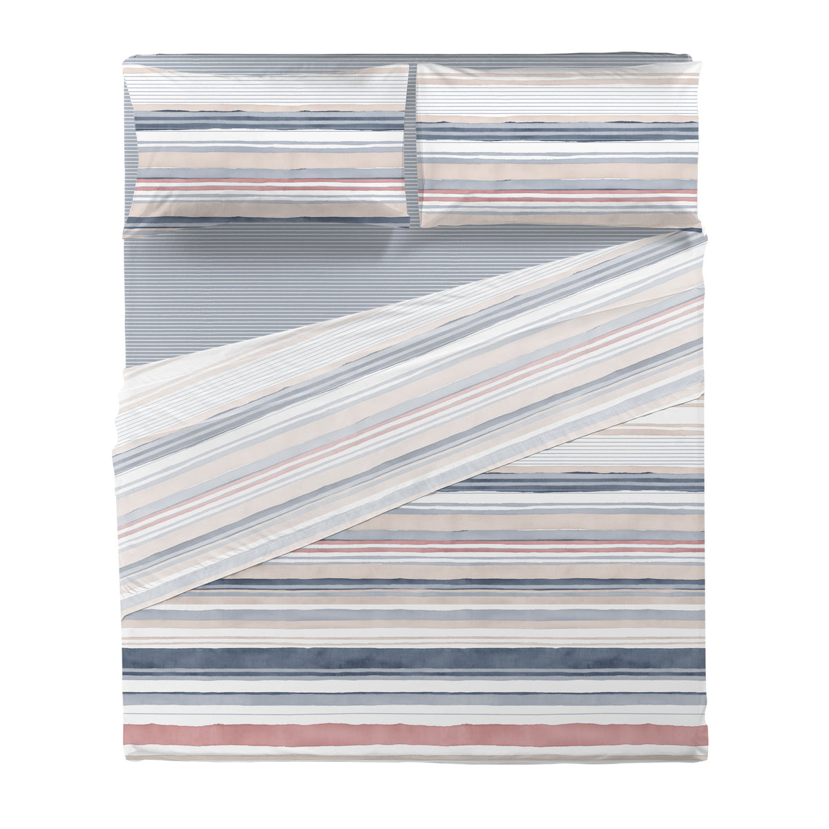Happidea Completo Letto in Cotone con Stampa Matrimoniale Byron Blue