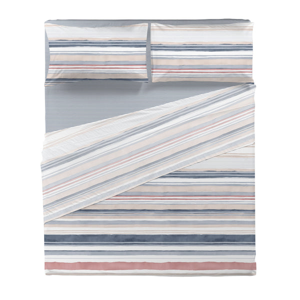 Happidea Completo Letto in Cotone con Stampa Matrimoniale Byron Blue