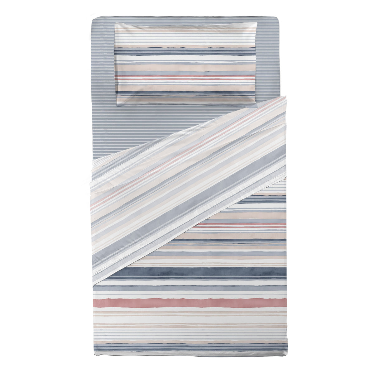 Happidea Completo Letto in Cotone con Stampa Piazza e Mezza Byron Blue