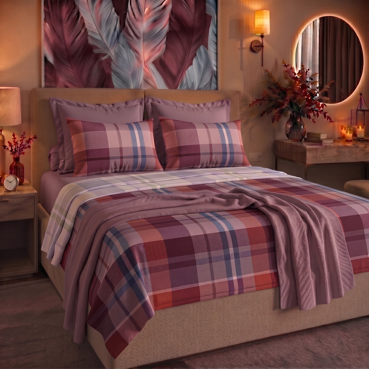 Completo Letto Matrimoniale in Cotone con Stampa - Fantasia Wrap Me Ralph Fuchsia