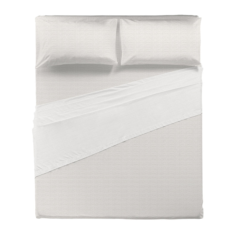 Completo Letto Matrimoniale Softy Yarn con Stampa - Fantasia Chevron Beige