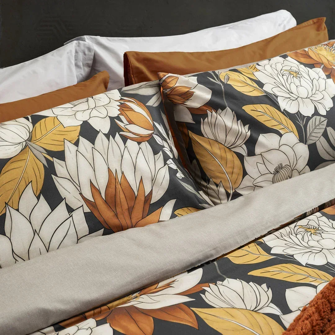 Parure Copripiumino Matrimoniale con Stampa - Fantasia Brandy Colette Grigio Scuro - Amo La Casa Shop