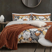 Parure Copripiumino Matrimoniale con Stampa - Fantasia Brandy Colette Grigio Scuro - Amo La Casa Shop