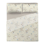 Completo Letto Matrimoniale in Cotone con Stampa - Fantasia Acqua Meredith Beige