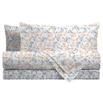 Completo Letto Matrimoniale in cotone Elegance con Stampa - Fantasia Arya Azzurro