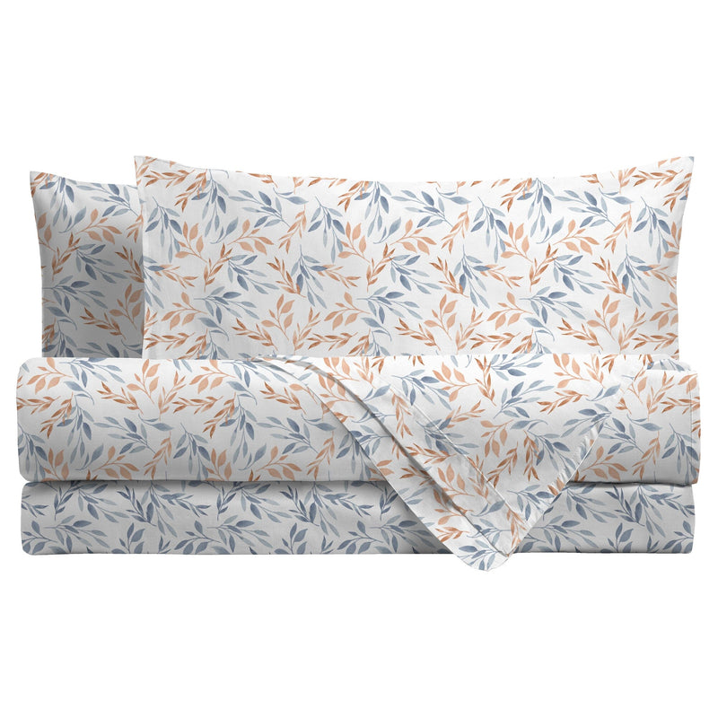 Completo Letto Matrimoniale in cotone Elegance con Stampa - Fantasia Arya Azzurro