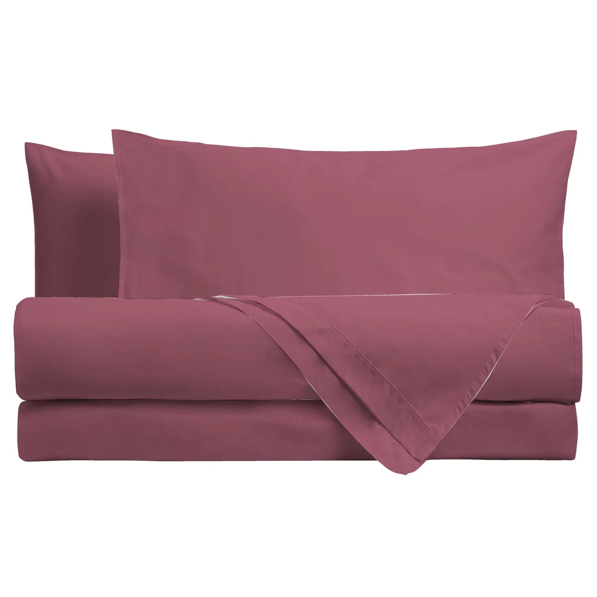 Completo Letto Matrimoniale in Cotone - Tinta Unita Burgundy - Amo La Casa Shop