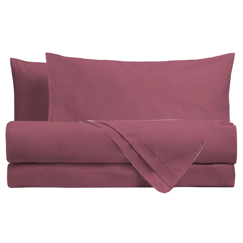 Completo Letto Matrimoniale in Cotone - Tinta Unita Burgundy - Amo La Casa Shop