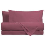 Completo Letto Matrimoniale in Cotone - Tinta Unita Burgundy