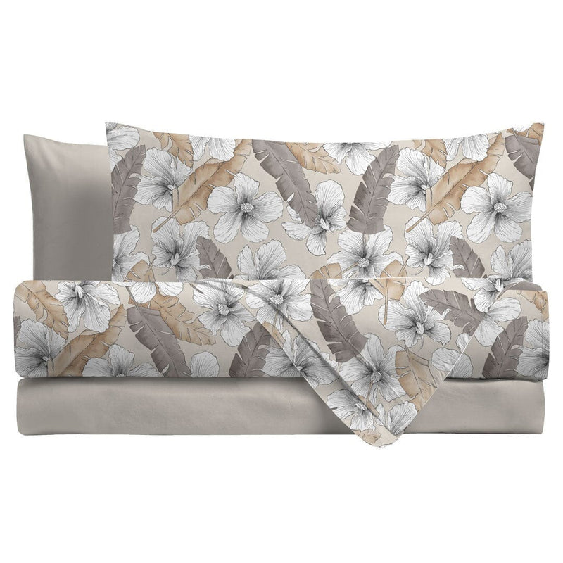 Completo Letto Singolo in Cotone con Stampa - Fantasia Waikiki Kiana Beige