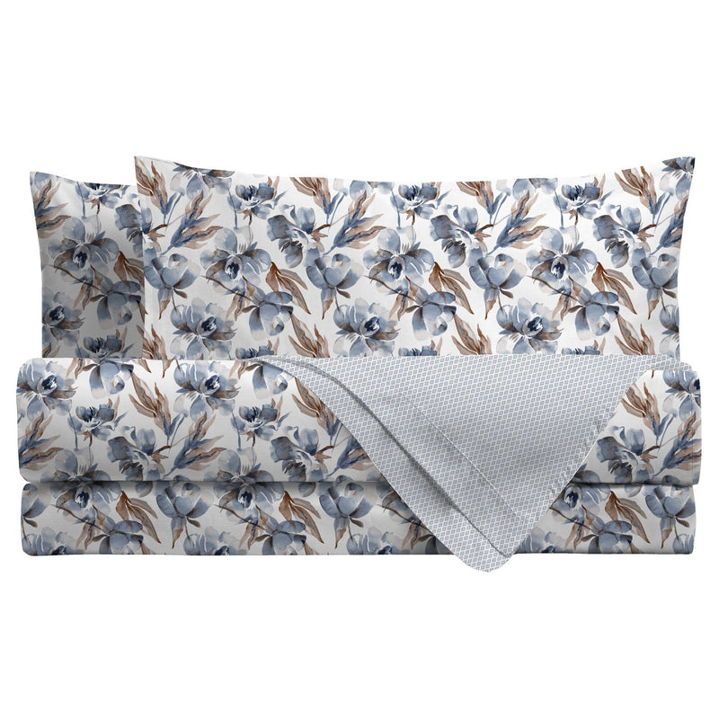 Completo Letto Matrimoniale in Flanella - Fantasia Florian Blue - Amo La Casa Shop