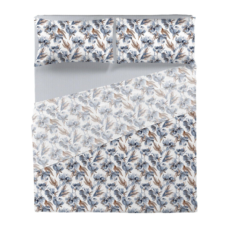 Completo Letto Matrimoniale in Flanella - Fantasia Florian Blue - Amo La Casa Shop