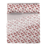 Completo Letto Matrimoniale in Flanella - Fantasia Florian Burgundy - Amo La Casa Shop