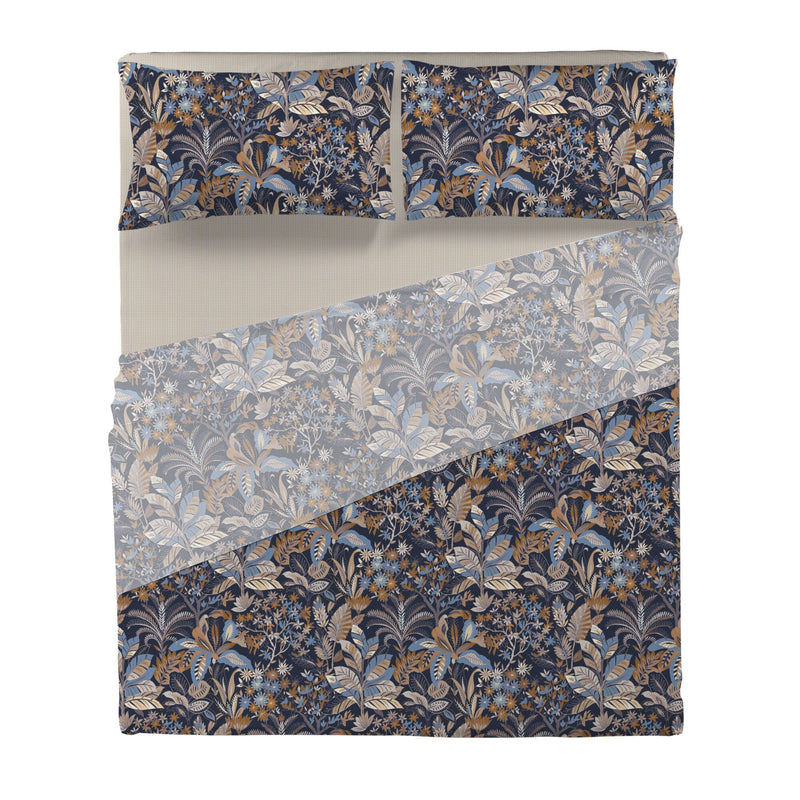 LUXURY COLLECTION DI MAESTRO Completo Letto Matrimoniale in Flanella - Fantasia Thais Blue