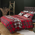 Completo Letto Matrimoniale in Cotone con Stampa - Fantasia British Gift Edinburgh Red