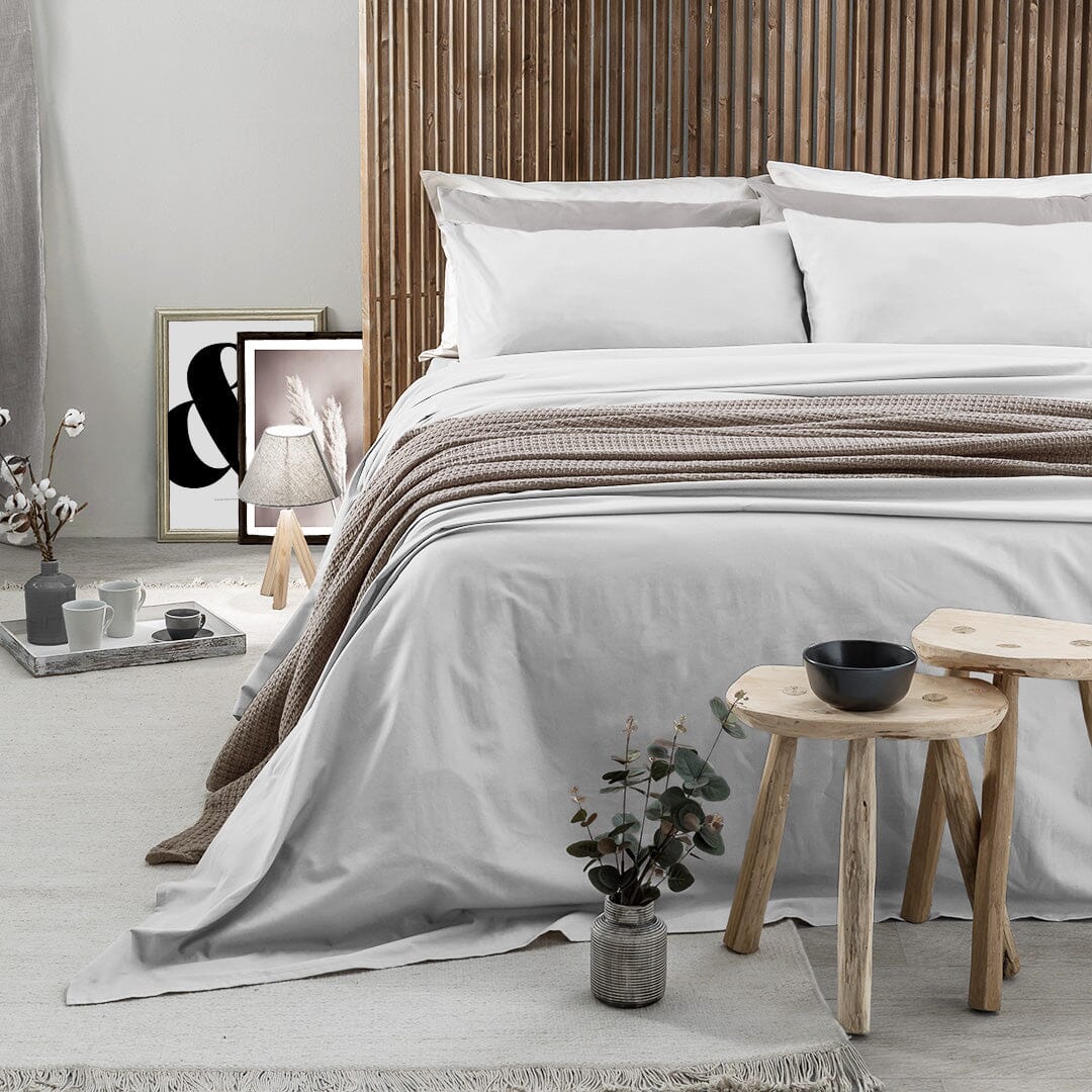 Completo Letto Matrimoniale in Cotone - Tinta Unita Bianco - Amo La Casa Shop