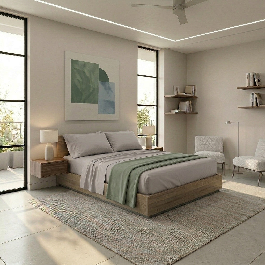Completo Letto Matrimoniale in Cotone Atelier Fragrance Tinta Unita Ash Grey