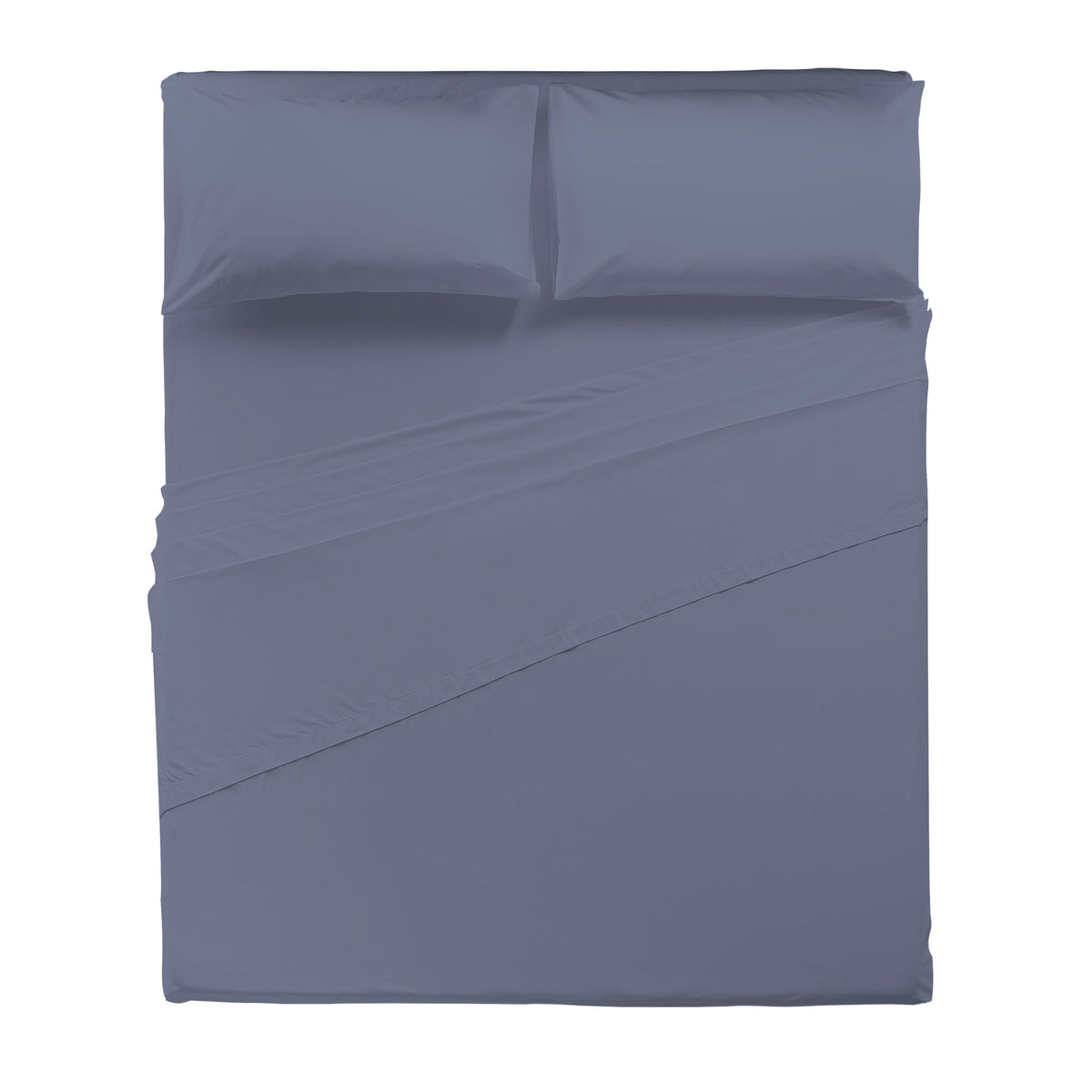 Completo Letto Matrimoniale in Cotone Atelier Fragrance Tinta Unita Blue