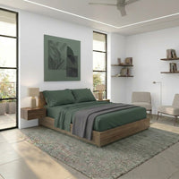 Completo Letto Matrimoniale in Cotone Atelier Fragrance Tinta Unita Dark Green