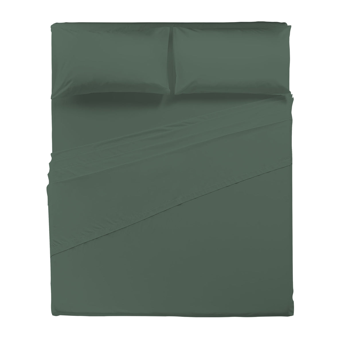 Completo Letto Matrimoniale in Cotone Atelier Fragrance Tinta Unita Dark Green