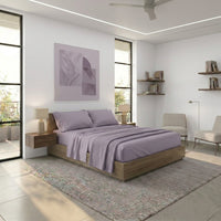 Completo Letto Matrimoniale in Cotone Atelier Fragrance Tinta Unita Lilac