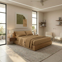 Completo Letto Matrimoniale in Cotone Atelier Fragrance Tinta Unita Ochre