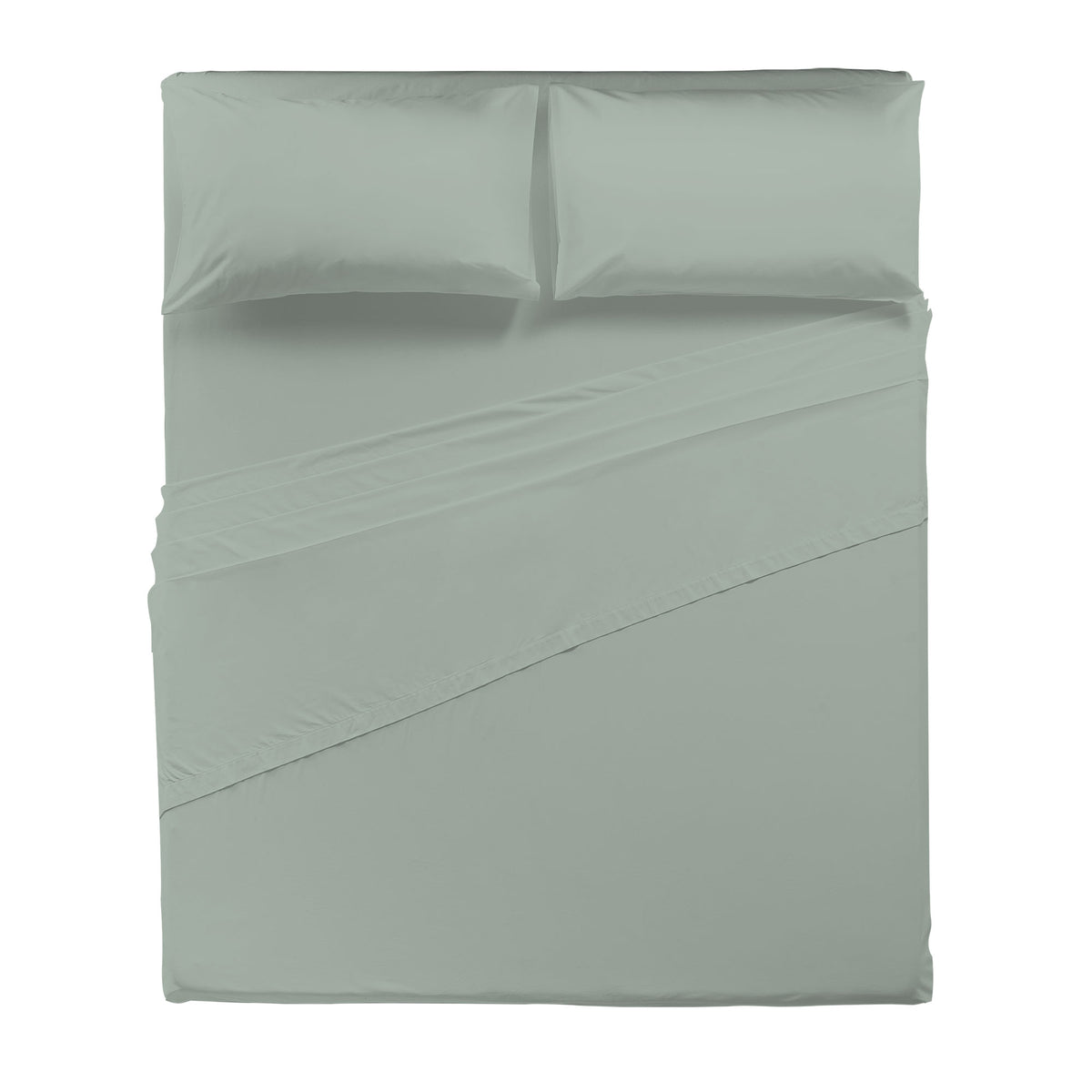 Completo Letto Matrimoniale in Cotone Atelier Fragrance Tinta Unita Sage Green