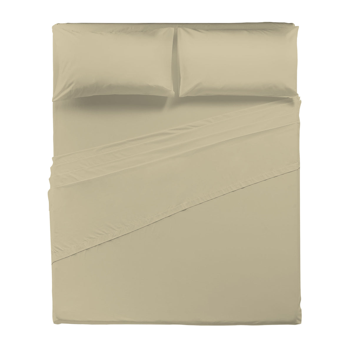 Completo Letto Matrimoniale in Cotone Atelier Fragrance Tinta Unita Sand