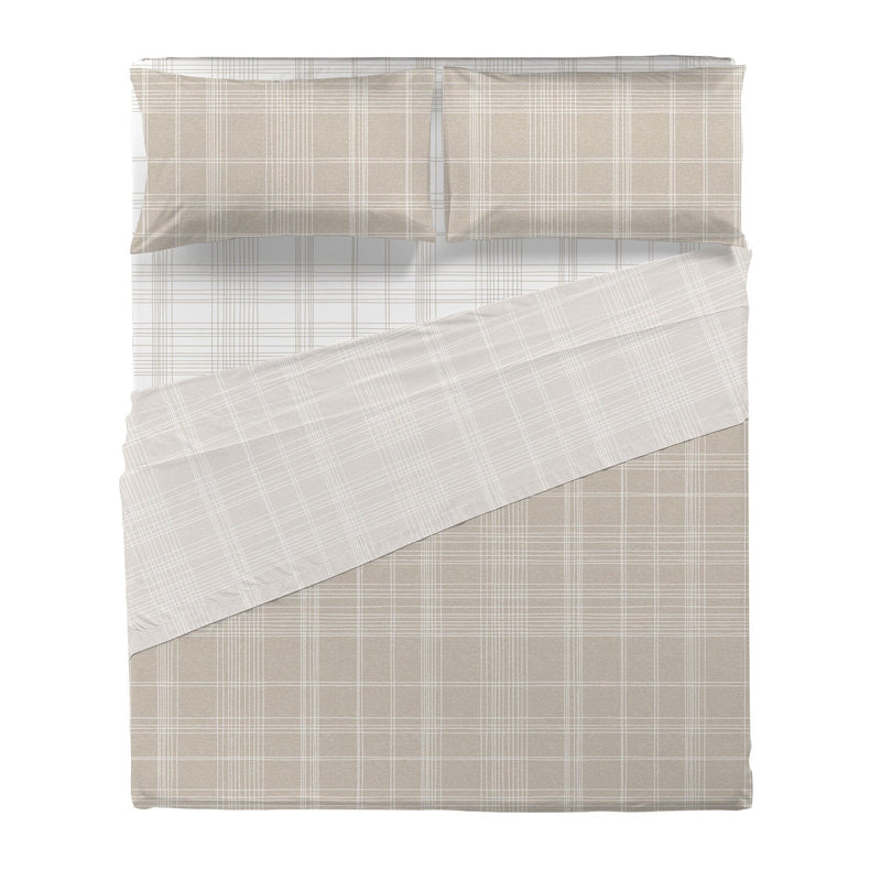 Completo Letto Matrimoniale in Flanella - Fantasia Acqua Nova Beige