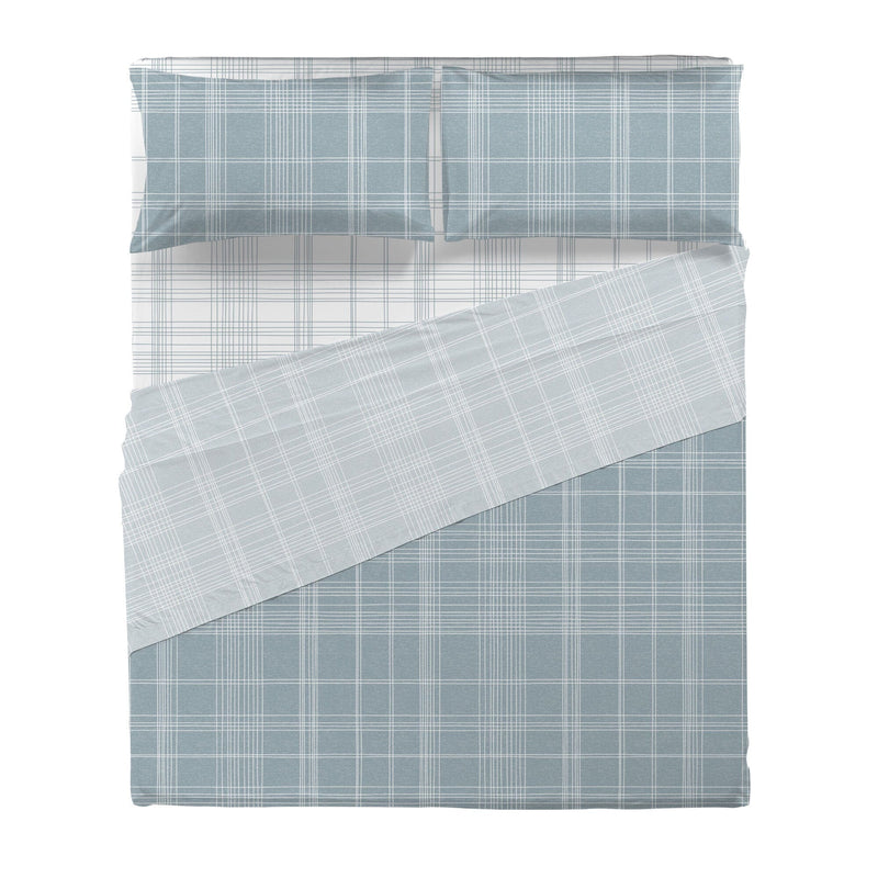 Completo Letto Matrimoniale in Flanella - Fantasia Acqua Nova Light Blue