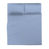 Completo Letto Matrimoniale in Cotone - Tinta Unita Azzurro - Amo La Casa Shop
