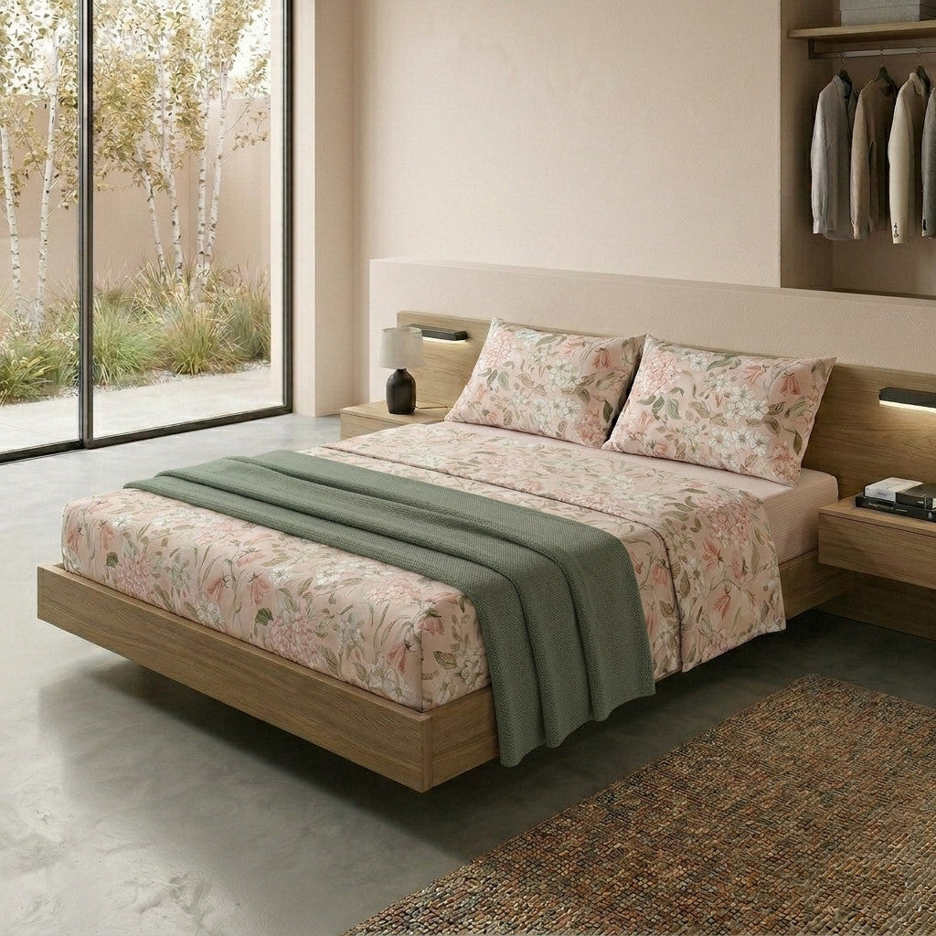 Completo Letto Matrimoniale con Stampa Atelier - Fantasia Blair Beige