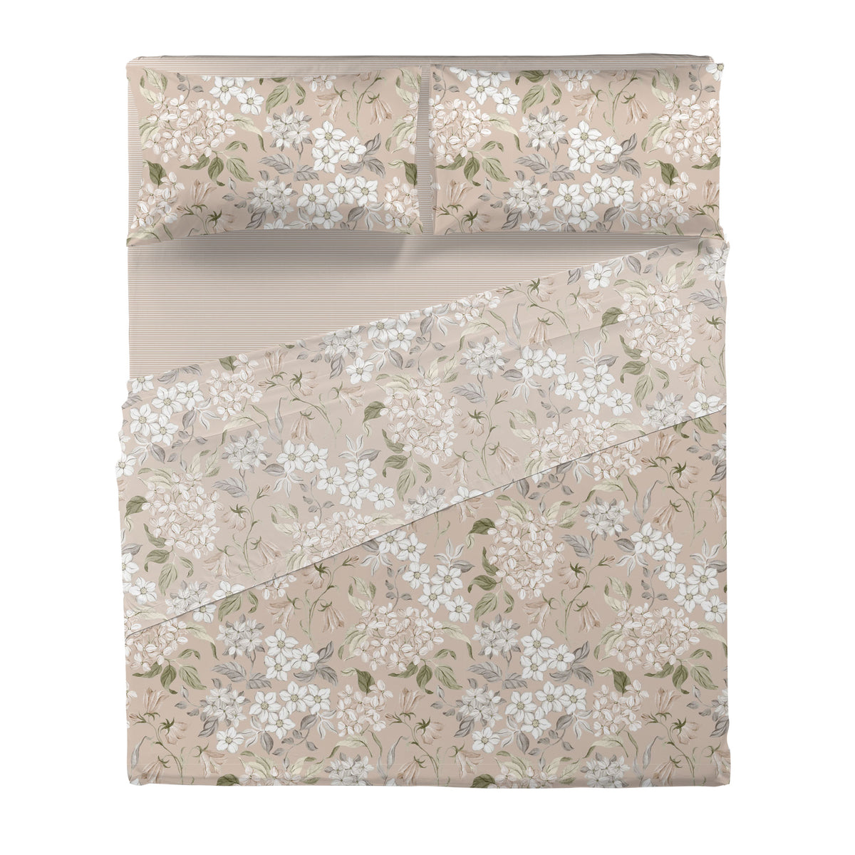 Completo Letto Matrimoniale con Stampa Atelier - Fantasia Blair Beige