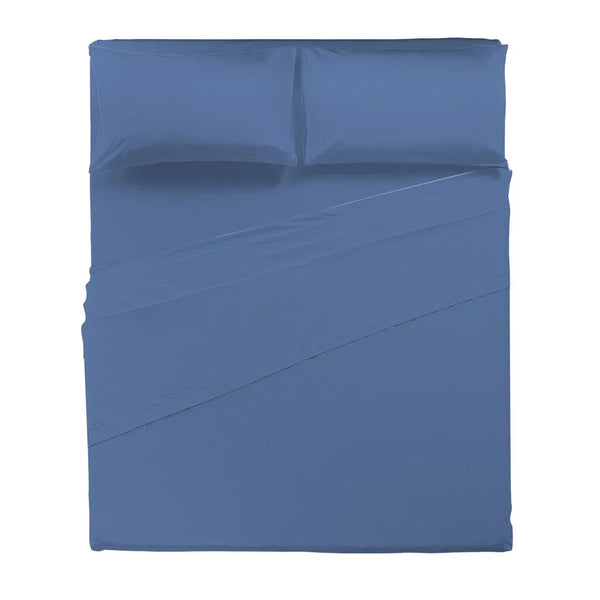 Completo Letto Matrimoniale in Cotone - Tinta Unita Blu Royal - Amo La Casa Shop