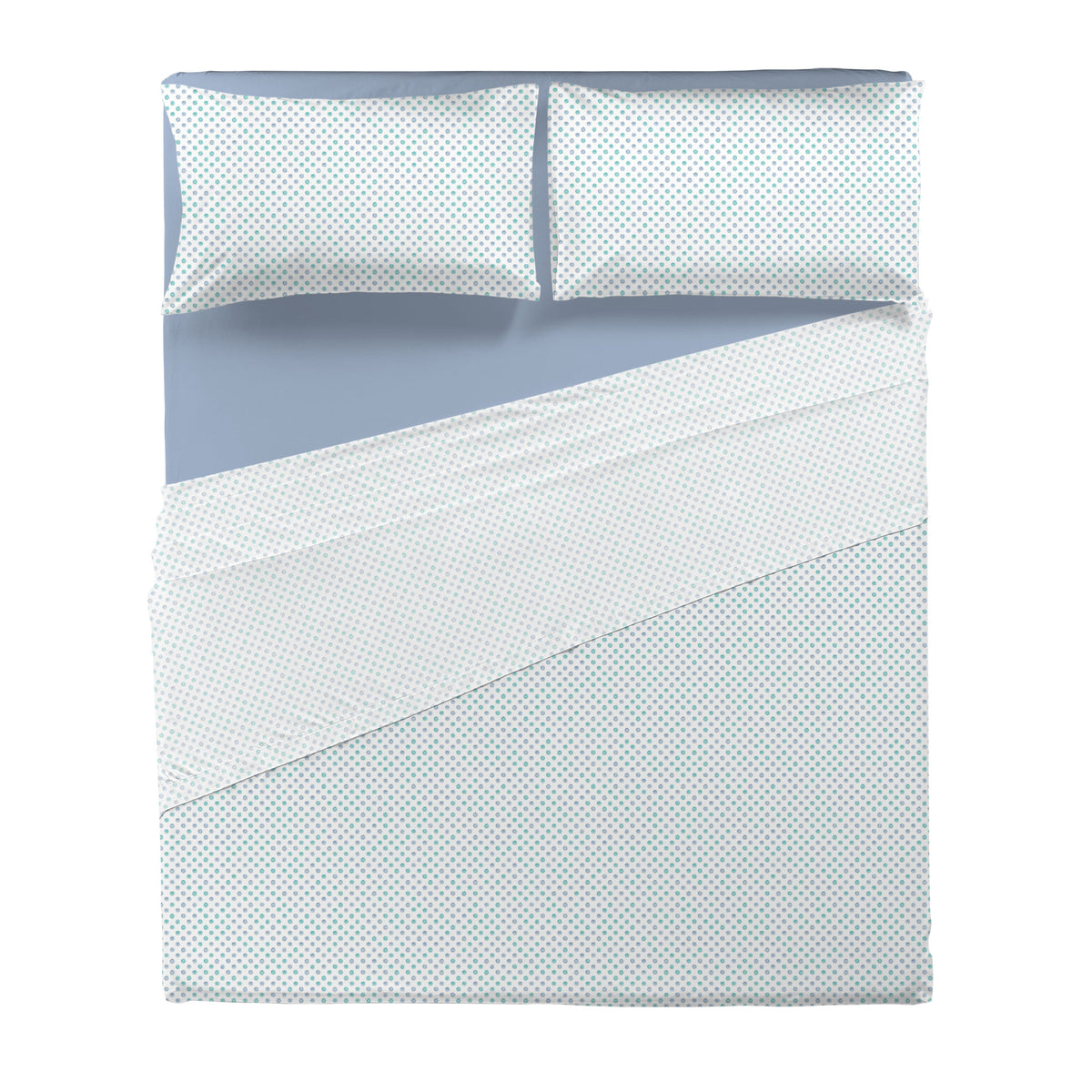 Completo Letto Matrimoniale in Cotone con Stampa - Fantasia Cornelia Blue