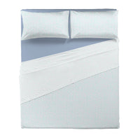 Completo Letto Matrimoniale in Cotone con Stampa - Fantasia Cornelia Blue