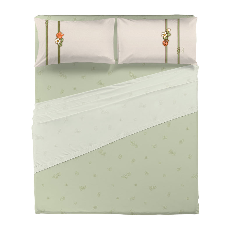 THUN® Completo Letto Matrimoniale in Cotone Country Bloom Green - Amo La Casa Shop