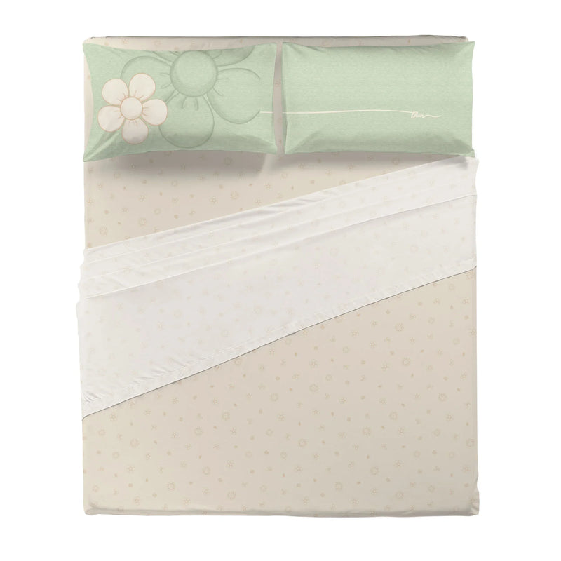 THUN® Completo Letto Piazza e Mezza in Cotone Iconic Elegance Daisy Green - Amo La Casa Shop