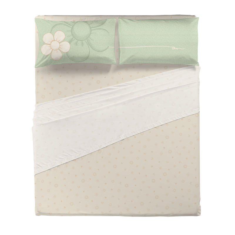 THUN® Completo Letto Matrimoniale in Cotone Iconic Elegance Daisy Green - Amo La Casa Shop