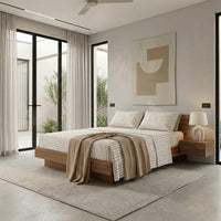 Completo Letto Matrimoniale in Cotone con Stampa Danjel Beige