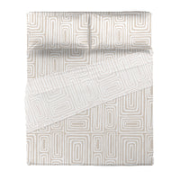 Completo Letto Matrimoniale in Cotone con Stampa Danjel Beige